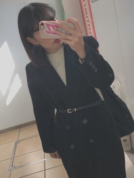 「80s」｜「アイテム（チェスターコート）」を使った、みゆゆさん（レディース・161cm）の秋コーディネート