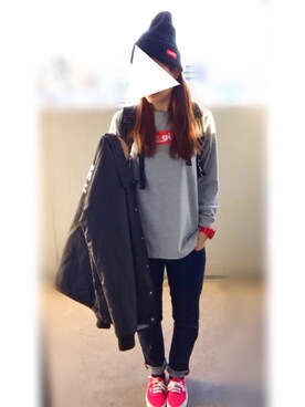 「LEE」｜「アイテム（ナイロンジャケット）」を使った、MEGUMIさん（レディース・157cm）の冬コーディネート