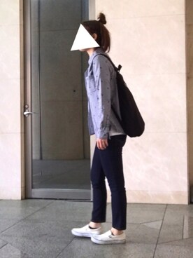 「アイテム（スリッポン、その他）」を使った、MEGUMIさん（レディース・157cm）の春コーディネート