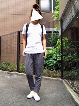 「アイテム（スリッポン、その他）」を使った、MEGUMIさん（レディース・157cm）の夏コーディネート