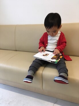 「アイテム（スリッポン、ブルー系）」を使った、rayさん（キッズ・80cm）の春コーディネート