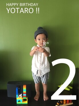「BOBSON（ボブソン）のアイテム（トップス）」を使った、rayさん（キッズ・80cm）の夏コーディネート