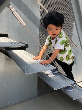 「息子コーデ」｜「アイテム（ハンチング/ベレー帽）」を使った、rayさん（キッズ・90cm）の春コーディネート
