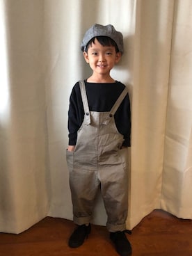 「no brand（ノーブランド）のアイテム（サロペット/オーバーオール）」を使った、rayさん（キッズ・110cm）の秋コーディネート