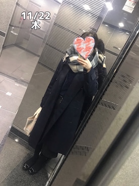 「KBF（ケイビーエフ）のKBF チェックストール（ストール/ショール）」を使った、zoochanさん（レディース・153cm）の秋コーディネート