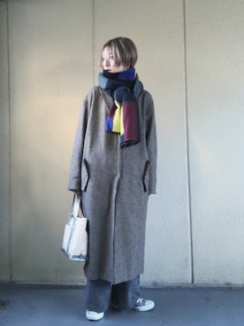 「金髪ショート」｜「アイテム（ジャケット/アウター）」を使った、t  i c aさん（レディース・153cm）の冬コーディネート