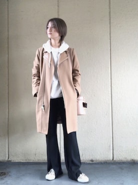 「金髪ショート」｜「アイテム（ジャケット/アウター）」を使った、t  i c aさん（レディース・153cm）の冬コーディネート