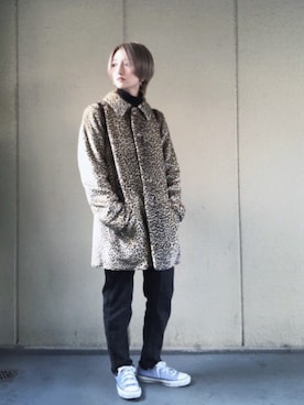 「パープル×黒」｜「アイテム（バックパック/リュック）」を使った、t  i c aさん（レディース・153cm）の冬コーディネート