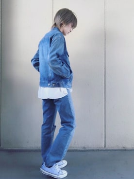 「平成最後のWEARISTAセンバツ」｜「アイテム（デニムジャケット）」を使った、t  i c aさん（レディース・153cm）の春コーディネート