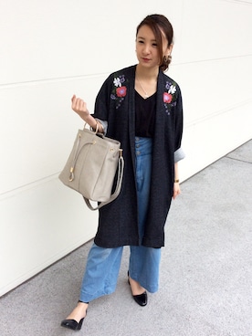 「ロングカーディガン」｜momoさん（レディース・159cm）の春コーディネート