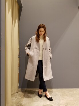 「ワッフルニット」｜「アイテム（ジャケット/アウター）」を使った、Chikaさん（レディース・163cm）の秋コーディネート