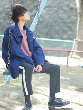 「スウエット」｜「アイテム（デニムジャケット）」を使った、SHOTAさん（メンズ・176cm）の冬コーディネート