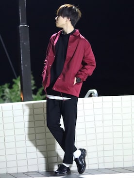 「ワインレッド」｜「アイテム（その他アウター）」を使った、SHOTAさん（メンズ・176cm）の秋コーディネート
