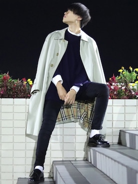 「バーバリー」｜「アイテム（その他シューズ）」を使った、SHOTAさん（メンズ・176cm）の秋コーディネート