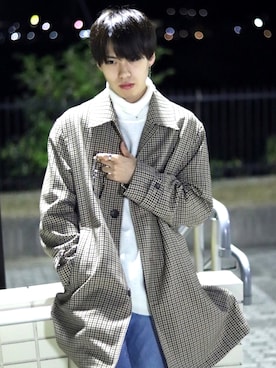 「GU（ジーユー）のアイテム（ステンカラーコート）」を使った、SHOTAさん（メンズ・176cm）の秋コーディネート
