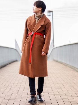 チェスターコートを使った ガチャベルト のメンズ人気ファッションコーディネート Wear