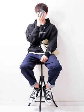 「KANGOL（カンゴール）のアイテム（バッグ）」を使った、SHOTAさん（メンズ・176cm）の冬コーディネート
