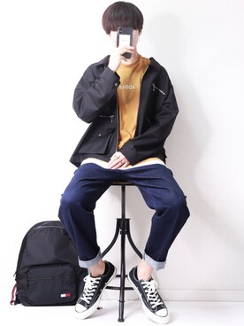「NOT CONVENTIONAL（ノットコンベンショナル）のアイテム」を使った、SHOTAさん（メンズ・176cm）の春コーディネート