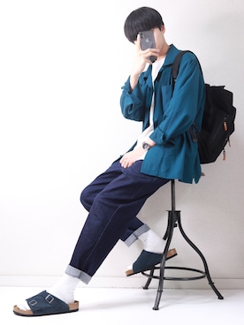 サンダル ブルー系 を使った Guコーデ のメンズ人気ファッションコーディネート Wear