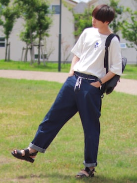 「RAGEBLUE（レイジブルー）のアイテム（デニムパンツ）」を使った、SHOTAさん（メンズ・176cm）の夏コーディネート