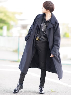 「INTER FACTORY（インターファクトリー）のWEARISTA tai × INTER FACTORY　パーツレスオーバーサイズトレンチコート（トレンチコート）」を使った、SHOTAさん（メンズ・176cm）の秋コーディネート