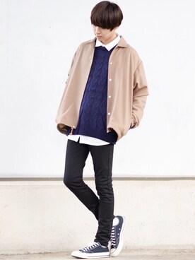 「STUDIOUS（ステュディオス）のアイテム（ジャケット/アウター）」を使った、SHOTAさん（メンズ・176cm）の秋コーディネート