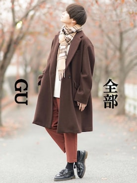 「チェックマフラー」｜「アイテム（その他）」を使った、SHOTAさん（メンズ・176cm）の秋コーディネート