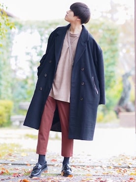 「TIMELY WARNING（タイムリーワーニング）のアイテム（トップス）」を使った、SHOTAさん（メンズ・176cm）の秋コーディネート