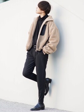 「Saint Laurent（サンローラン）のアイテム（シューズ）」を使った、SHOTAさん（メンズ・176cm）の冬コーディネート