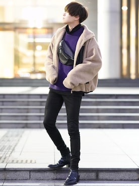 「Saint Laurent（サンローラン）のアイテム（シューズ）」を使った、SHOTAさん（メンズ・176cm）の冬コーディネート
