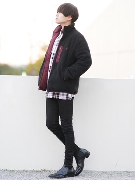 「Saint Laurent（サンローラン）のアイテム（シューズ）」を使った、SHOTAさん（メンズ・176cm）の冬コーディネート
