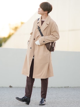 「adrer」｜「アイテム（チェスターコート）」を使った、SHOTAさん（メンズ・176cm）の冬コーディネート