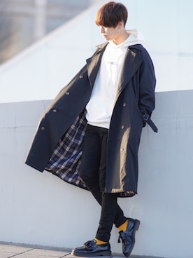 「CASPER JOHN（キャスパージョン）のアイテム（トレンチコート）」を使った、SHOTAさん（メンズ・176cm）の冬コーディネート