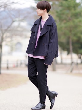 「Saint Laurent（サンローラン）のアイテム（シューズ）」を使った、SHOTAさん（メンズ・176cm）の冬コーディネート