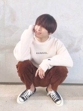 SHOTAさんの「MONO-MART×KANGOL カンゴール ビッグシルエット ボア  クルーネックスウェット（KANGOL｜カンゴール）」を使ったコーディネート