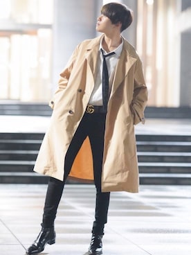「Saint Laurent（サンローラン）のアイテム（シューズ）」を使った、SHOTAさん（メンズ・176cm）の冬コーディネート