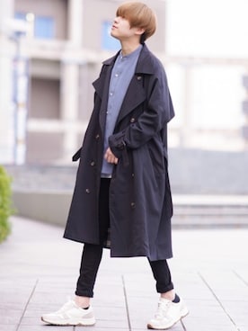 「CASPER JOHN（キャスパージョン）のアイテム（トレンチコート）」を使った、SHOTAさん（メンズ・176cm）の春コーディネート