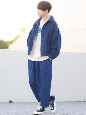 「CASPER JOHN（キャスパージョン）のアイテム（デニムジャケット）」を使った、SHOTAさん（メンズ・176cm）の冬コーディネート