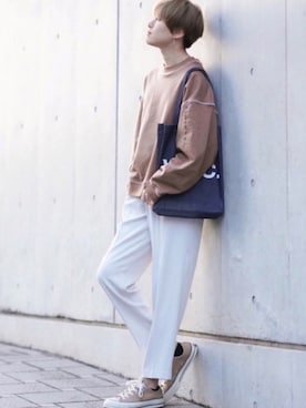 「shiki tokyo（シキトウキョウ）のアイテム（スウェット）」を使った、SHOTAさん（メンズ・176cm）の春コーディネート