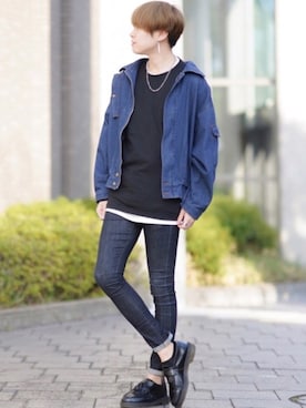 「CASPER JOHN（キャスパージョン）のアイテム（デニムジャケット）」を使った、SHOTAさん（メンズ・176cm）の春コーディネート