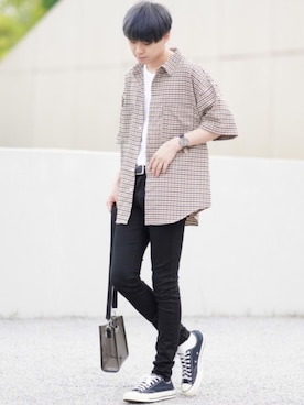 「BASQUE magenta（バスクマゼンタ）のアイテム（Tシャツ/カットソー）」を使った、SHOTAさん（メンズ・176cm）の夏コーディネート