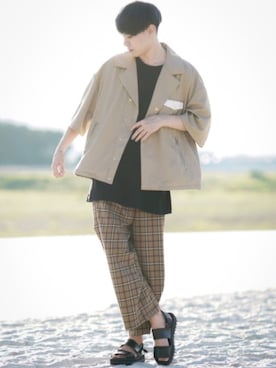 「BASQUE magenta（バスクマゼンタ）のアイテム（Tシャツ/カットソー）」を使った、SHOTAさん（メンズ・176cm）の夏コーディネート