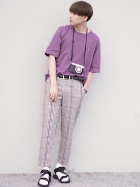 「BASQUE magenta（バスクマゼンタ）のアイテム（Tシャツ/カットソー）」を使った、SHOTAさん（メンズ・176cm）の夏コーディネート