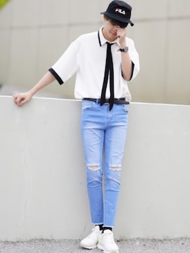 「BTS」｜「アイテム（帽子）」を使った、SHOTAさん（メンズ・176cm）の夏コーディネート