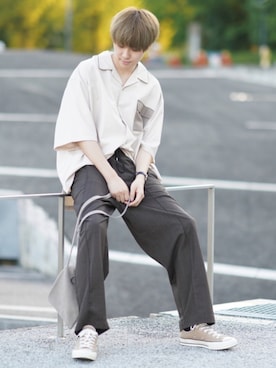 「BASQUE magenta（バスクマゼンタ）のアイテム」を使った、SHOTAさん（メンズ・176cm）の夏コーディネート