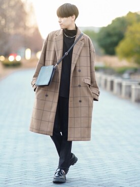 「CASPER JOHN（キャスパージョン）のアイテム（チェスターコート）」を使った、SHOTAさん（メンズ・176cm）の冬コーディネート