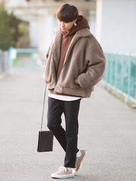 「INTER FACTORY（インターファクトリー）のアイテム（パーカー）」を使った、SHOTAさん（メンズ・176cm）の冬コーディネート