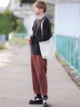 「LIDNM（リドム）のアイテム（トートバッグ）」を使った、SHOTAさん（メンズ・176cm）の夏コーディネート