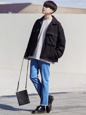 「Dr. Martens（ドクターマーチン）のアイテム（その他シューズ）」を使った、SHOTAさん（メンズ・176cm）の冬コーディネート