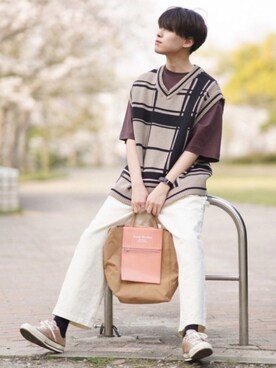 「nowm（ノウム）のアイテム（トップス）」を使った、SHOTAさん（メンズ・176cm）の春コーディネート